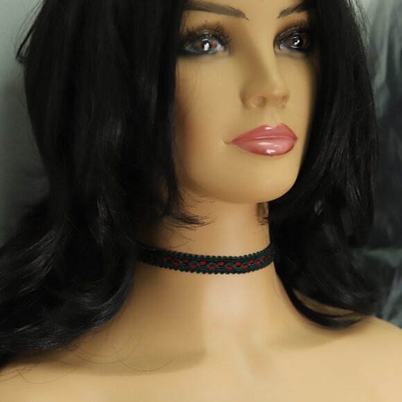 Fancy Green Choker Adjustable Length Green red Trim chokers (#85) - Picture 3 of 8